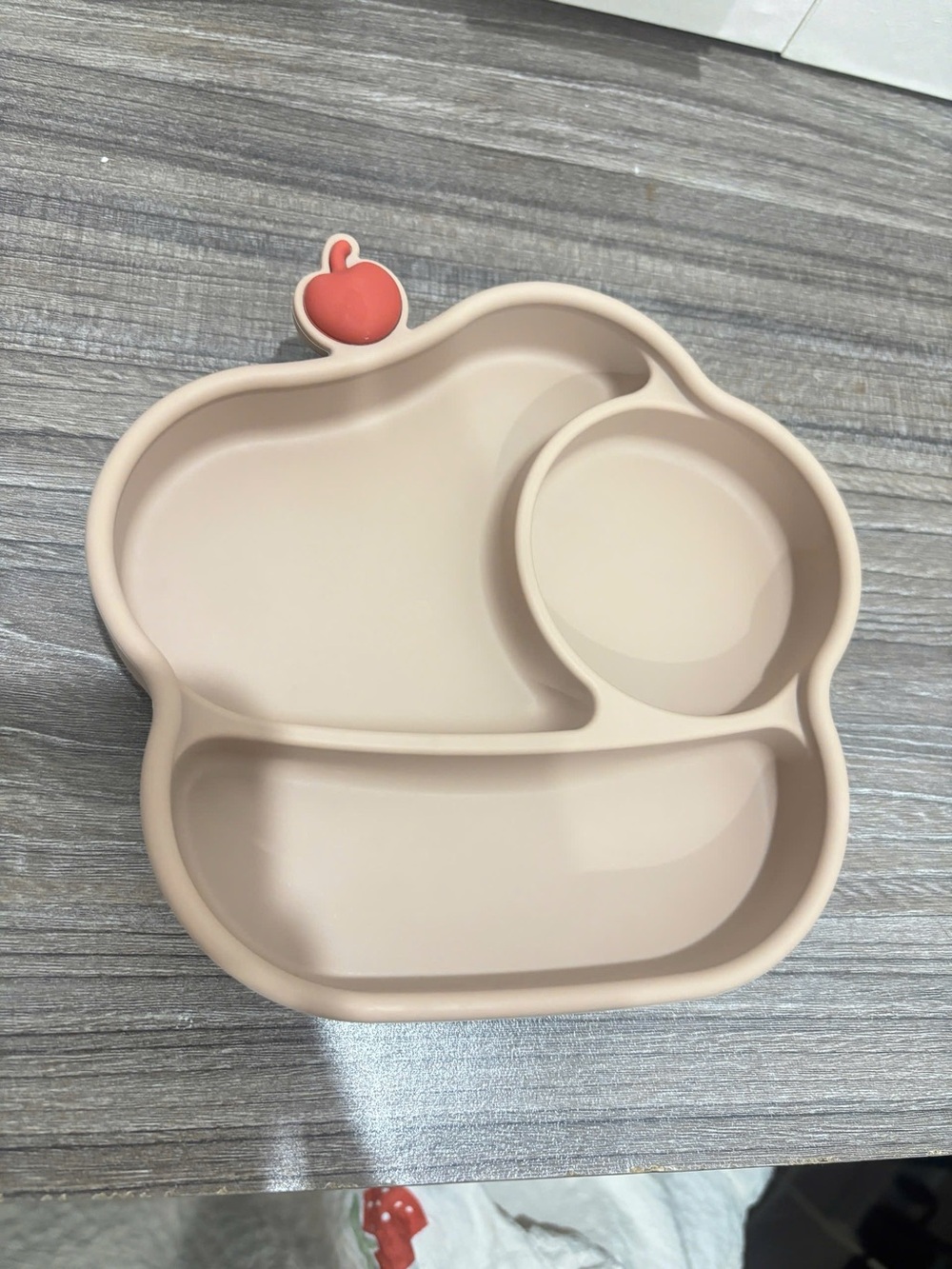 Kids Silicone Divided Plate - Cream Apple Design